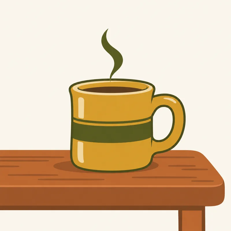 A coffee mug on a kitchen table